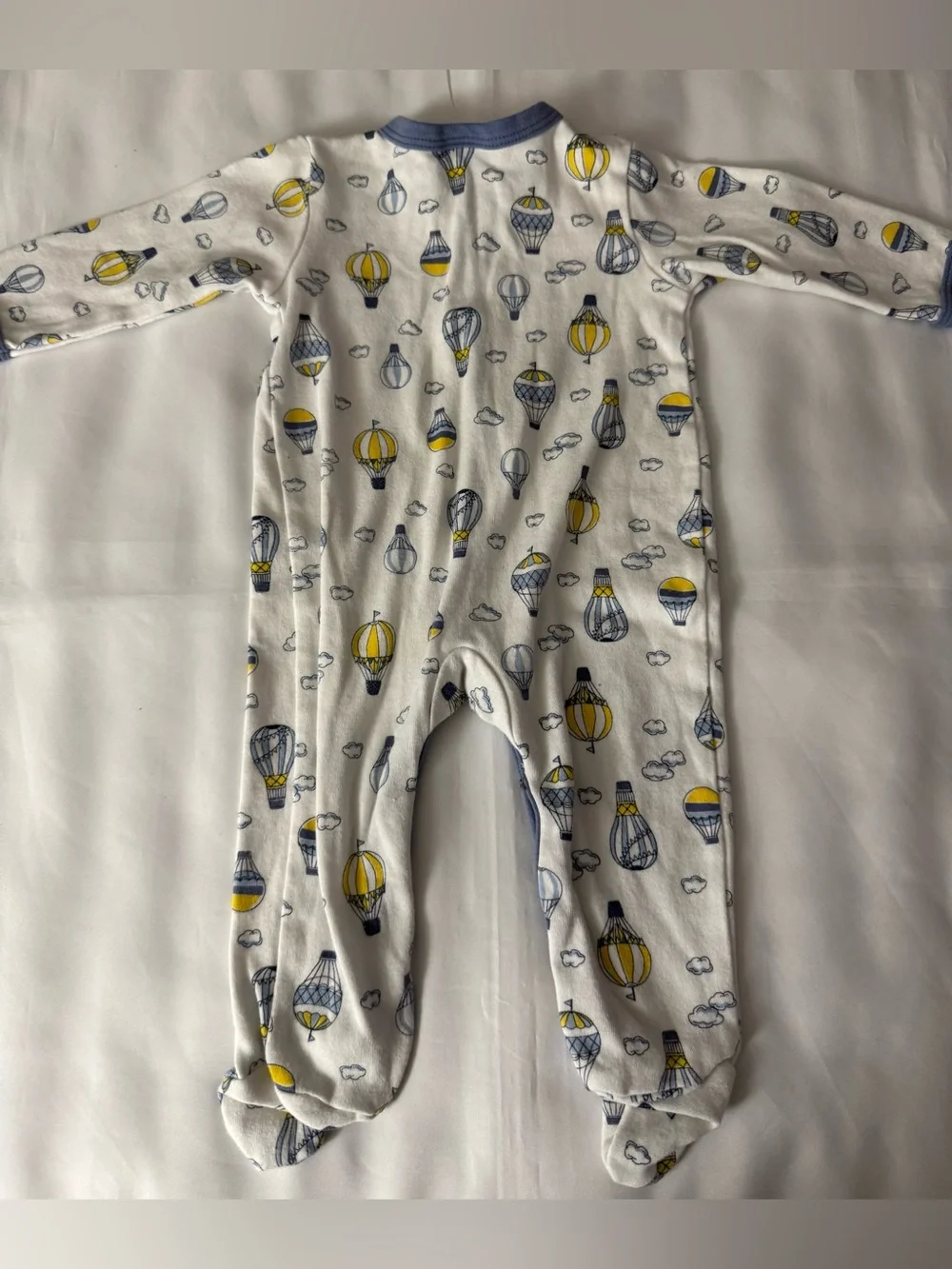 Laura Ashley Baby - Blue, Yellow & White Footed Onesie